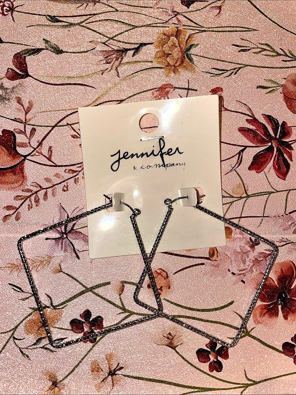 Jennifer & Company Large Silvertone Square Pierced Earrings